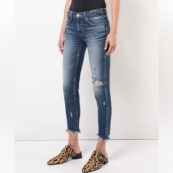 Moussy Vintage Glendale Mid Rise Distressed Cropped Jeans - Picture 2 of 14